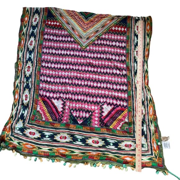 Farm Rio Beaded Fringe Banana Sarong Wrap Scarf Boho Beach - Picture 4 of 8